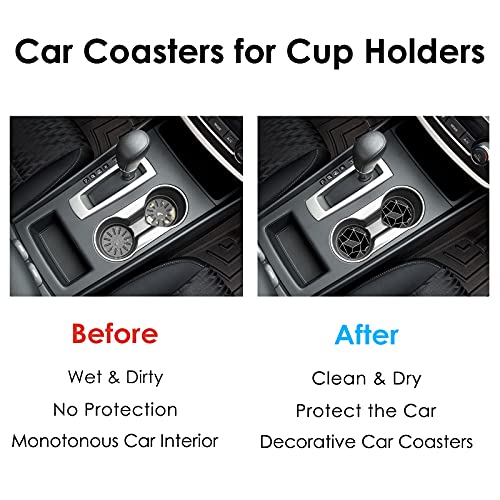 Car Coasters 2 Pack, Small 2.56" Stone Car Cupholder Absorbent Coaster Set For Women Men Drink Cup Holder Coasters (Spider Web) #TOP1