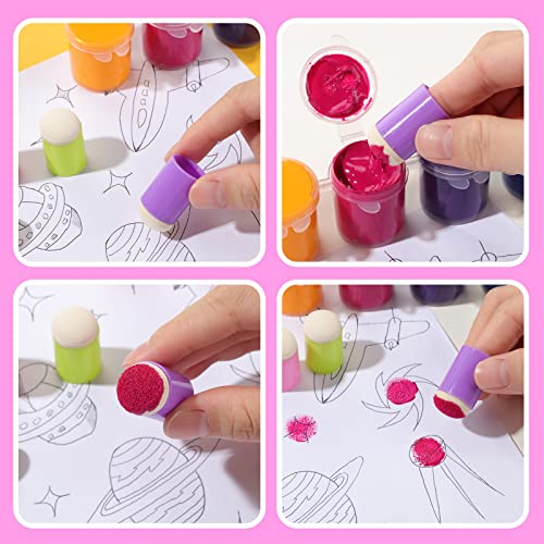 60 Pcs Finger Sponge Daubers Painting Sponge Craft Drawing Sponge Dauber Set Ink Blending Tool For Kids Adults Ink Stamping Diy Crafts Card Making Chalk Drawing, Assorted Colors #TOP3
