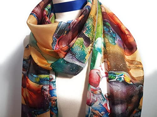 Silk Scarf, Horse Racing Accessory, Equine Art, Hat, Boho, Gift For Her - 16" x 72" 100% Habotai Silk by Cheryl Chalmers4