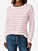 LilyCoco Womens Striped Long Sleeve Shirt Boat Neck Tops Breton Loose fit Tshirt Red White Small
