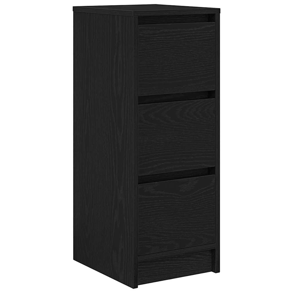 Aparador fácil de limpiar para almacenamiento de cocina y salón con placa superior fija y construcción estable en aspecto de roble negro