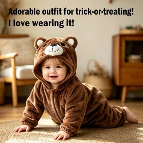 ABTSHU Baby Brown Bear Costume Toddler Halloween Dress Up Outfit 3-6 Months - 3