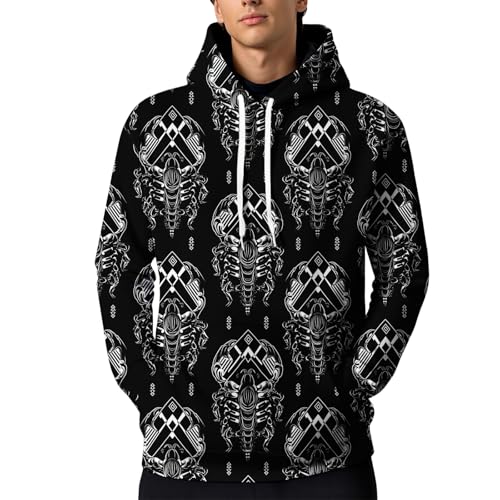 LOAIHA Men's Marble Print Pullover Hoodie Soft Terry Cloth Sweatshirt Drawstring Casual Streetwear Abstract Pattern - Main Image