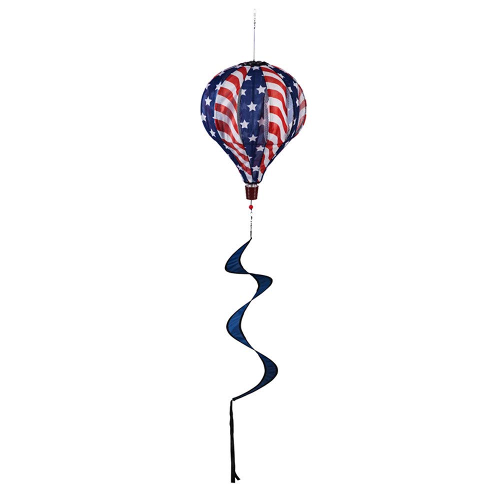Evergreen Flag Beautiful Patriotic Stars and Stripes Balloon Wind Spinner Hanging Décor - 15 x 15 x 55 Inches Fade and Weather Resistant Outdoor Decoration for Homes, Yards and Gardens