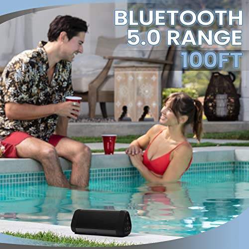 Oontz Ultra Bluetooth Speaker, Dual Edition Waterproof Bluetooth Speaker, Aux Input, 14 Watts, Surround Sound, Rich Bass, Portable Wireless Speaker, Indoor Outdoor Speaker 20 Hrs Playtime (Black-Dual) #TOP2