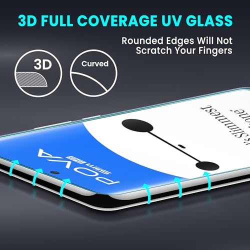 Image of ArmourPro Military Grade UV Tempered Glass Compatible For Tecno Pova Slim 5G (6.78 Inch) With Easy UV Installation Kit | Edge To Edge Coverage | Pack of 2