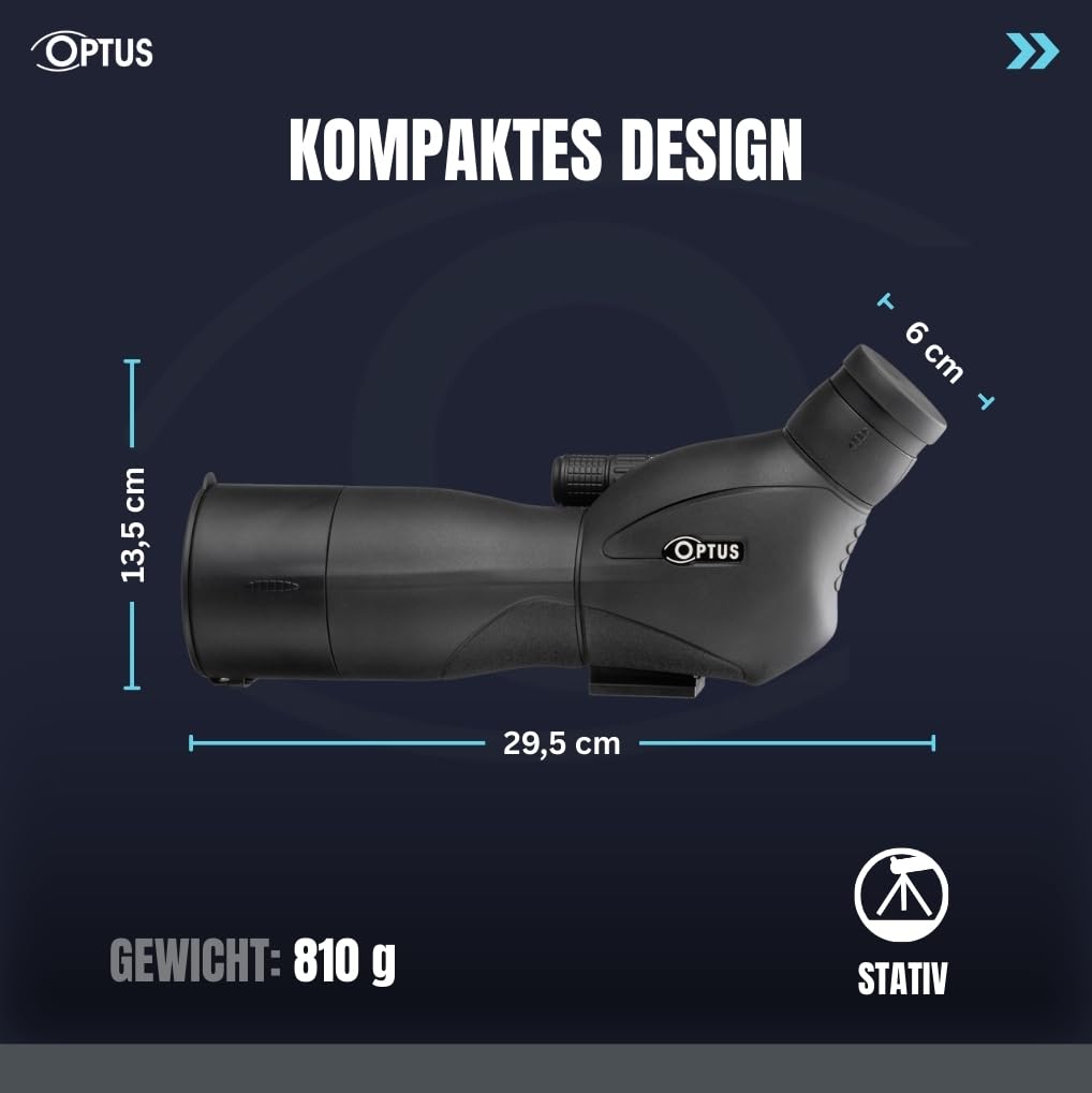 Optus Spektiv 20-60x60 Zoom Monokular Fernrohr mit Stativ, 45° Einblick, Twist-up-Augenmuschel, Teleskop für unterwegs Reisen Vogelbeobachtung