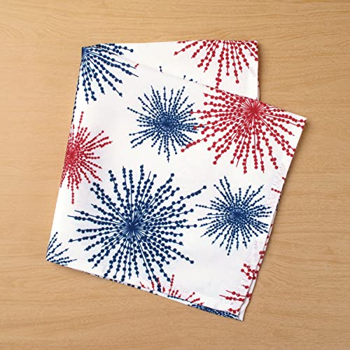 CAIT-CHAPMAN-HOME-COLLECTION-Red-White-Blue-Celebration-Fireworks-Easy-Care-Fabric-Tablecloth-18×18-Napkin-Set-of-4-White CAIT CHAPMAN HOME COLLECTION Red White Blue Celebration Fireworks Easy Care Fabric Tablecloth 18×18 Napkin Set of 4 White