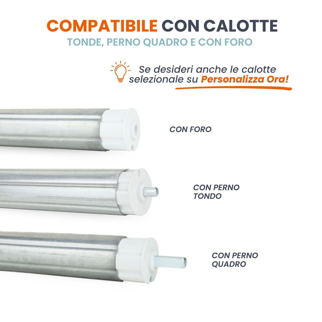 TENDAGGIMANIA Rullo Avvolgitore Universale in Ferro Zincato Diametro 60 mm- Lunghezza 3 Metri- Compatibile con Tenda da Sole A Caduta, Tende per Esterno A Bracci Estensibili e Bracci Estensibili
