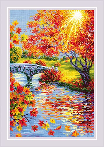 Image of RIOLIS - Sunny Autumn 2031, Cross Stitch Kits 15 inch x 23 inch, Cross Stitch Kits for Beginners & Advanced, Crossstitching Kit Adult, Embroidery Counted Stitching Kit