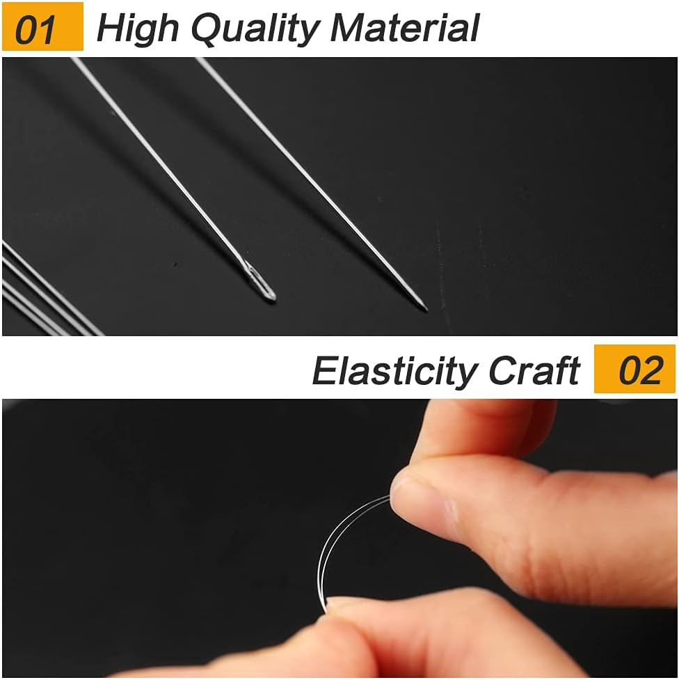 26 Pcs Beading Needles, Embroidery Needle Extra Fine Thin Beading Needles Big Eye Beading Needles, Long Straight Needles Bead Needles Hand Sewing Needles with Threader, Thimble for Jewelry Making