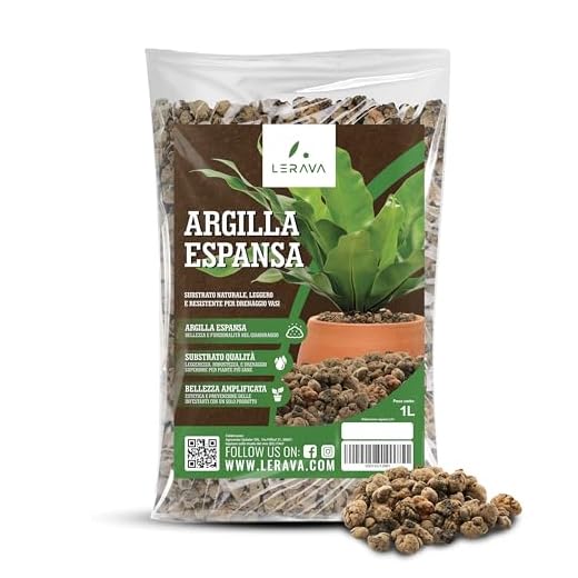 LERAVA® Argilla espansa per Piante in Vaso [BIO] - 1L - Argilla per Piante Naturale, Leggera e Resistente per Drenaggio Vasi - Argilla Decorativa e Potenziatore di Terriccio - 100% Made in Italy
