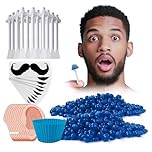 LaWink Nose Waxing Kit for Men and Women With 100g Wax Beans, Nose Hair Removal, Painless Depilatory Ear Hair Removal, 30 Applicators, 10 Moustache Stencils, 1 Silicone Cup Over 20 Times Usage