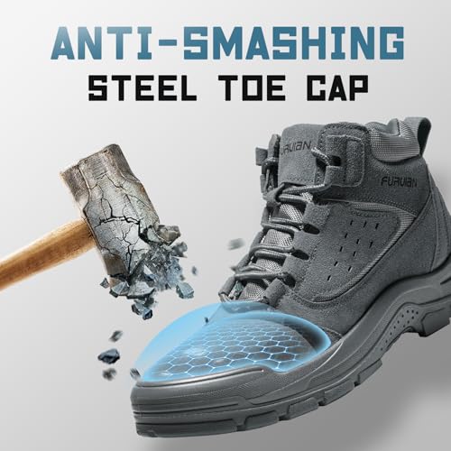 Image of Furuian Steel Toe Boots for Men Women Lightweight Work Boots Pioneer Series | ASTM Certificated Safety Shoes, Width Option, Non Slip Rubber Sole, Comfortable Work Shoes for Construction, Warehouse, Yard