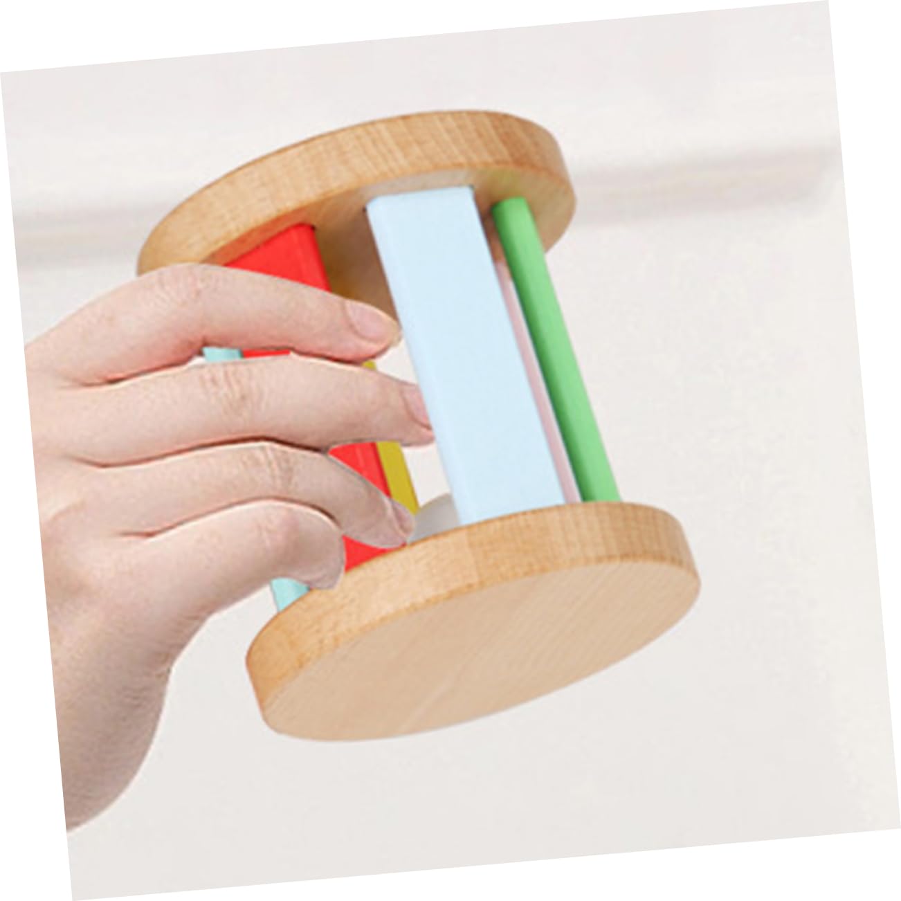 LIOOBO Wooden Hand Rattle for Boy Girl Sensory Music Instrument Lightweight Smooth Surface Early Educational Plaything for Newborns Grasping Rattle