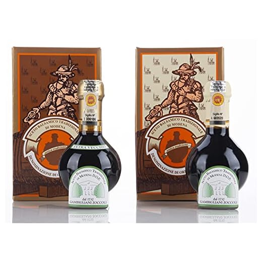 Acetaia Gambigliani Zoccoli - Dúo de Vinagre Balsámico Tradicional de Modena D.O.P. 2 botellas de 100 ml de ABTM mínimo 12 y más de 25 años de crianza
