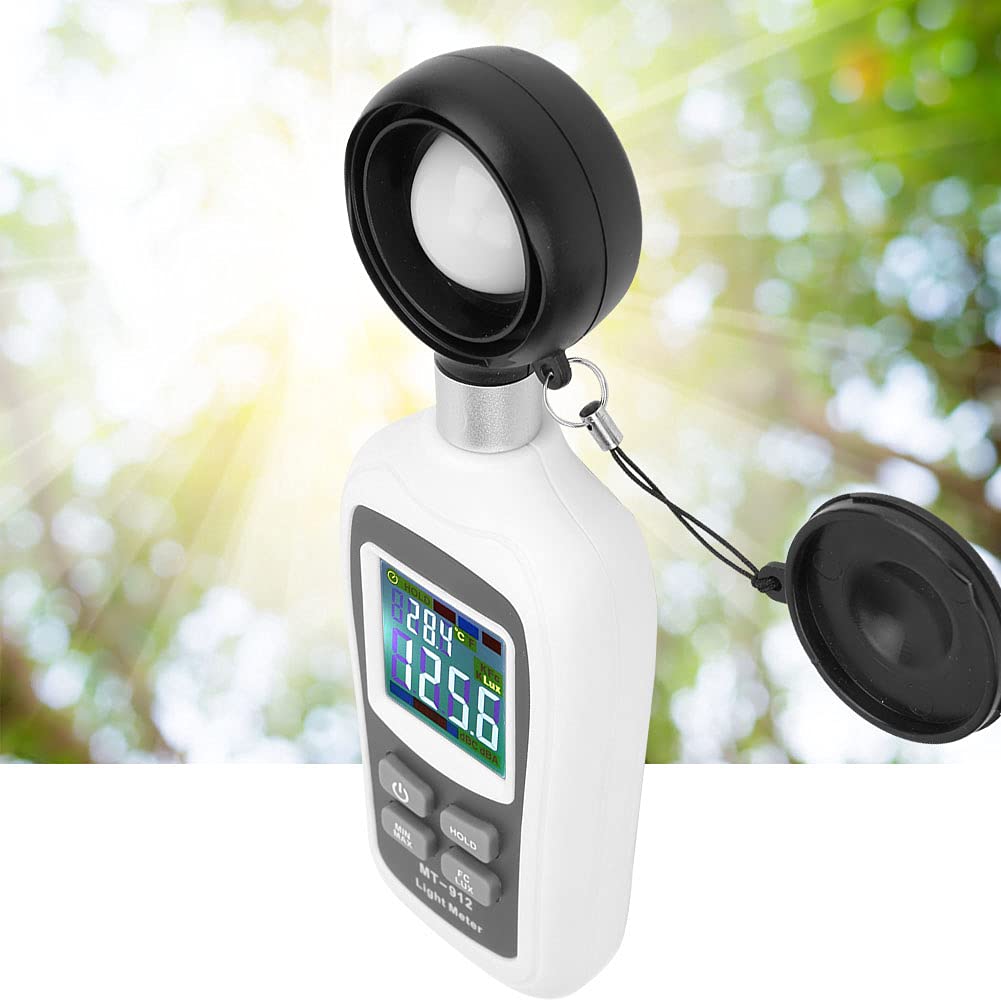 Misuratore di luce e temperatura digitale portatile da 0-20000 Lx ad alta precisione - Fotometro e luxmetro LCD a colori retroilluminato per la gestione della manutenzione