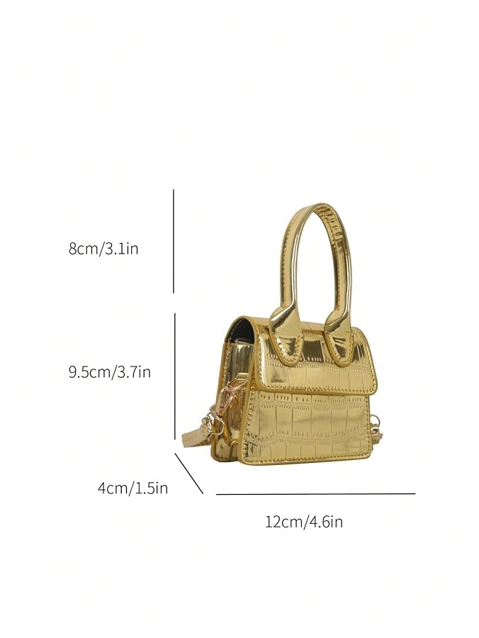 ☆【BY FAR】☆MINI CIRCULAR CROCO LEATHER TOP HANDLE BAG☆ GORGLITTER Women's Crocodile Embossed Mini Square Bag