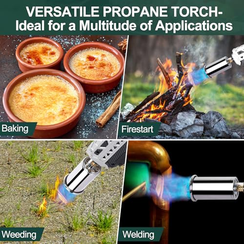 Image of Semlos Propane Torch Head, Powerful Flame Thrower Gun, Adjustable Charcoal Lighter, Searing Torch for BBQ, Camping, Welding (Propane Tank Not Included)