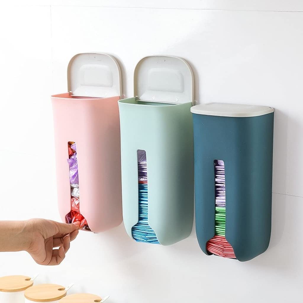 Wall Hanging Garbage Bag Storage Box, Plastic Wall Mounted Extraction Rubbish Bag Dispenser, Kitchen Organizer & Recycle Bag Holder, 1 Pc-picture-10