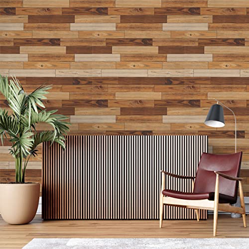 Image of DWELLSINDIA 3D Wooden Bricks Design Self Adhesive Wallpaper Peel & Stick, Waterproof, Scratch Resistant, Laminated (41cm x 244cm, 3D Wooden Bricks Design)