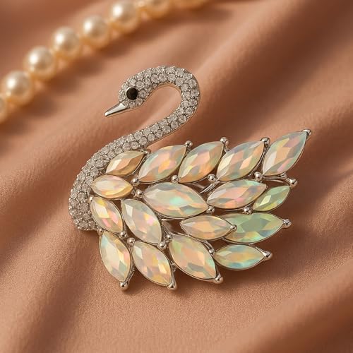 Image of Mahi Sparkling Studed Crystals Swan-Shaped Brooch Clothing Accessories for Women (PABP1101151PR)