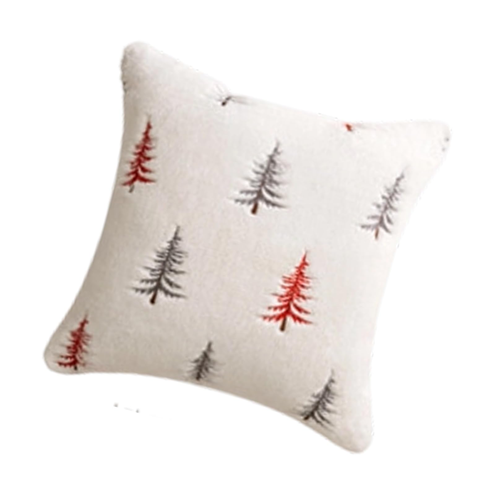 Msioytog Christmas Tree Embroidery Decorative Pillow Case Faux Furs Cushion Cover Festives Home Decors Sofa Bedroom Accessories Christmas Tree Embroidery Pillowcase