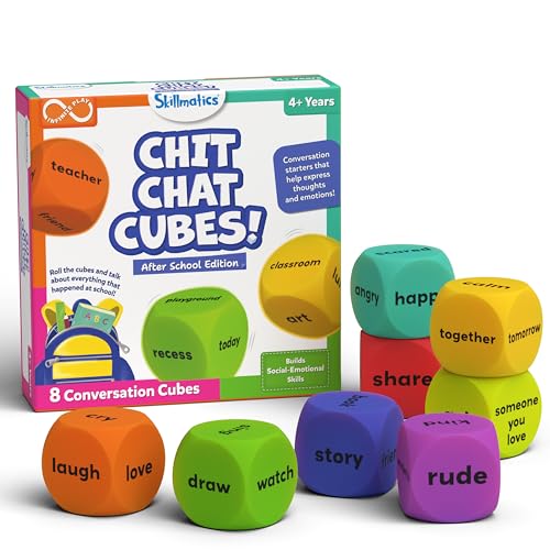 Image of Skillmatics Conversation Cubes for Kids - 8 Wooden Cubes for Social-Emotional Learning, Classroom & Teacher Resources, Communication Skills. Educational Toy & Gift for Ages 4, 5, 6, 7 and Up