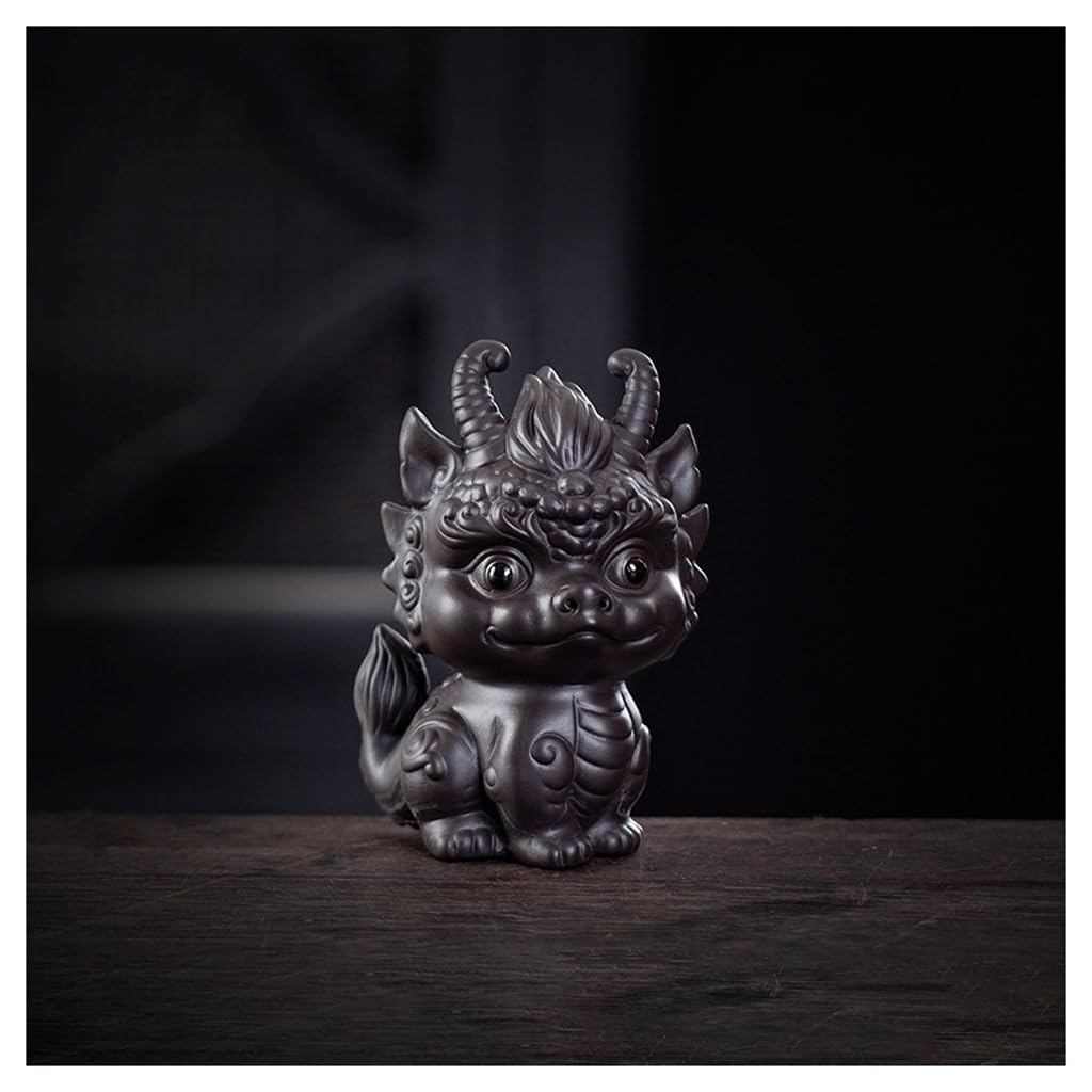 ENGENDER Kung Fu Tea Pet Chinese Classic Tea Pet Dragon Ornaments Tray Table Decoration(B)