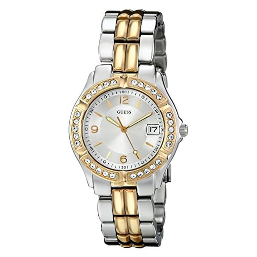 GUESS Reloj clásico de 38 mm, Plateado/Tono Dorado, Reloj de Pulsera de Acero Inoxidable para Mujer