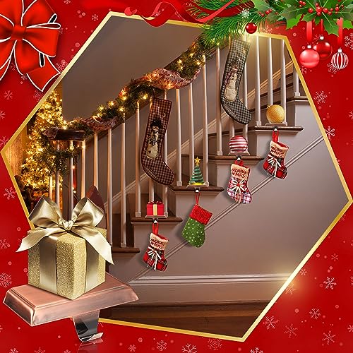 Zhengmy 4 Pcs Christmas Stocking Holders for Mantle Weighted Stocking Holder Fireplace Hangers for Xmas Holiday Party Decoration (Red Bronze)