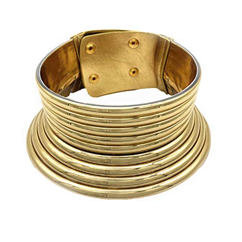 Aijian African Jewelry Statement Chokers Egypt Gold Tone Choker Women Chunky Leather Collar Necklace (A-Gold)