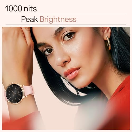 Image of boAt Chrome Iris Fashion Smart Watch for Women - Elegant Ultra-Sleek Dial, Light-Weight Metal Body, 1.32 inch AMOLED Display, 1000 Nits, AOD, Female Wellness Tracking Watch for Woman (Rose Pink)