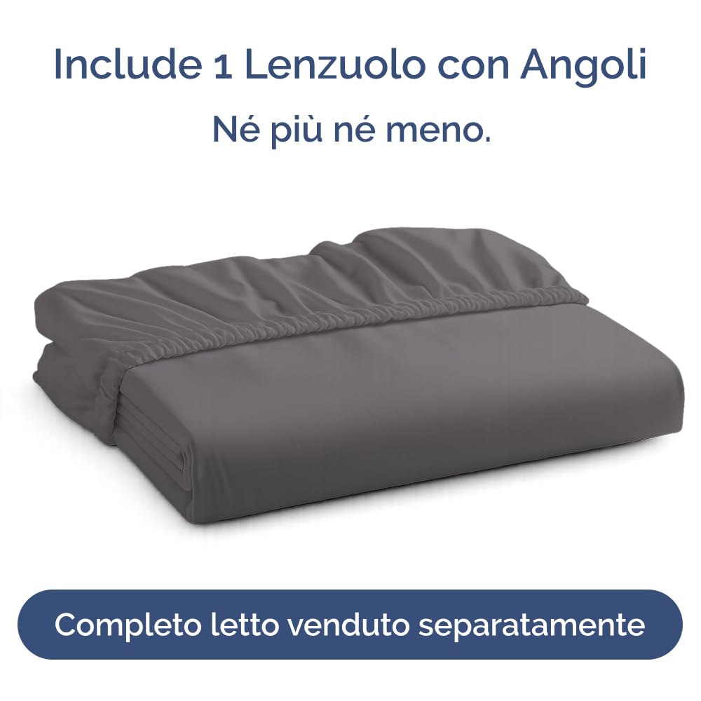 Lenzuolo con angoli 120x200cm - Extra profondo per materassi fino a 40cm (16") di altezza - Morbida microfibra spazzolata - Antipiega, resistente al restringimento e colori - OEKO-TEX - Grigio scuro