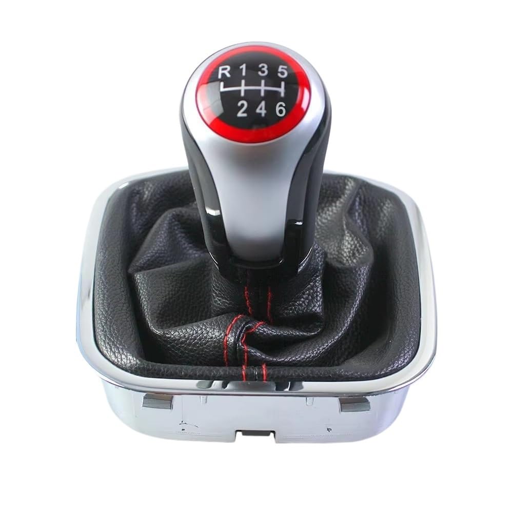 SRVSQTPTVK Car Shift Knob Manual 5/6 Speed Gear Shift Knob 12mm PU Gaiter Boot for VW for Polo 6R 6C 2011-2019 Hatchback Sedan(6 Speed)