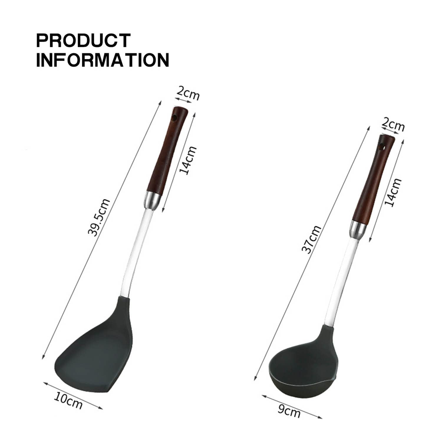 Spatola in Silicone Cucchiaio Solid Turner Pentole Antiaderenti Resistenti al Calore Manico in Legno Utensili da Cucina Set per Cucinare Cottura Saltata in Padella