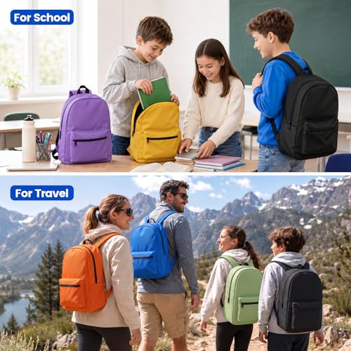 BAYSING 12 Pack Bulk Backpacks for Kids, 17 Inch Lightweight Bookbags in 6 Colors with Front Pocket and Adjustable Straps for School, Classroom, Travel and Events by BAYSING - Used condition - Image 6