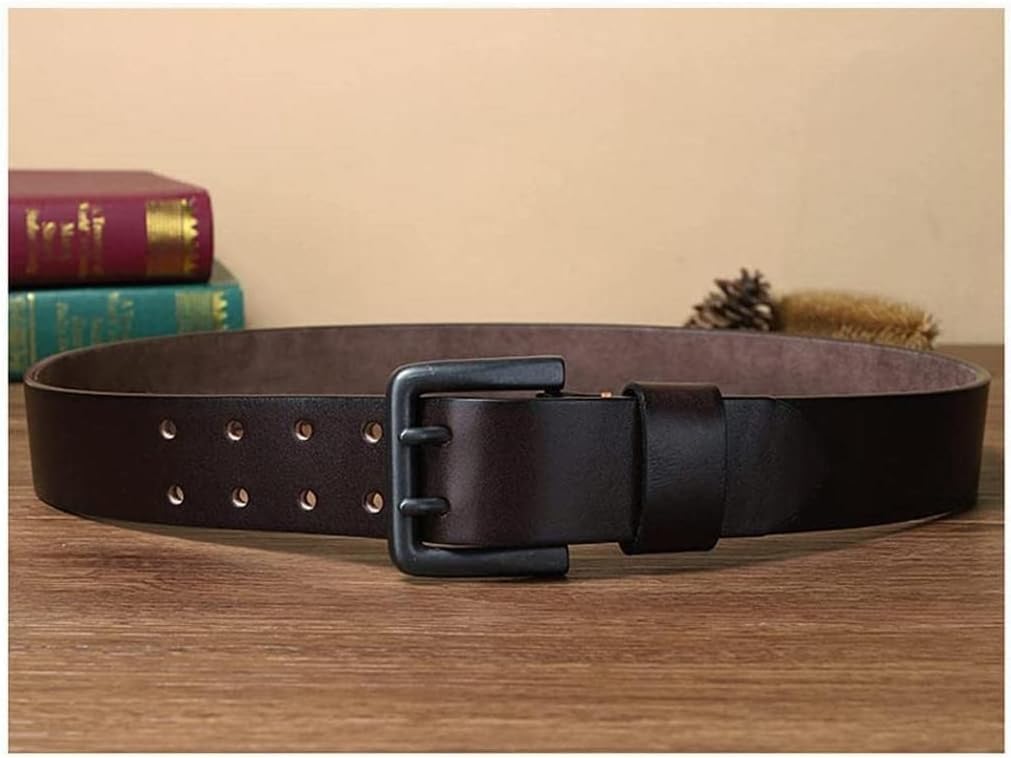HSHTTKL Cinturón de Piel de Vaca con Hebilla de aleación de púas, Cinturones para Regalo, Pantalones de Golf para Hombre, Camisas, Cinturones de Vestir Casuales