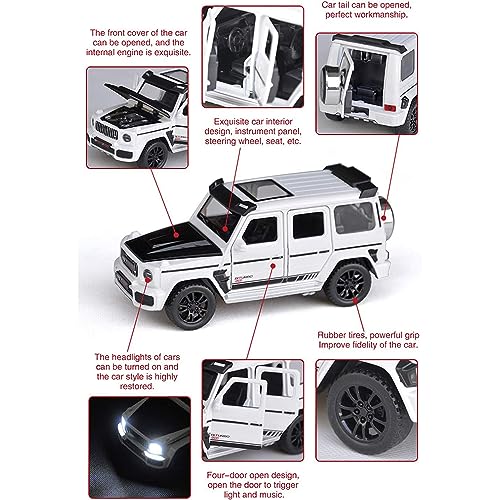 Image of DARVICE 1:32 Scale G Wagon Diecast Car Die Cast Metal Toy Car For Kids Pullback Toy Car With Openable Doors Light Music Best Toys Gifts Toys For Boy, Multicolor
