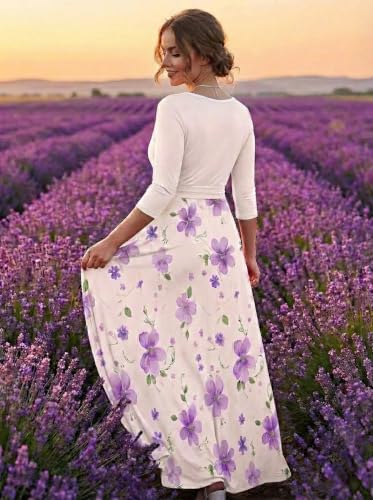 Image of PinkPatty Women's Plus Size V Neck 3 /4 Sleeve Wrap Maxi Dress with Belt