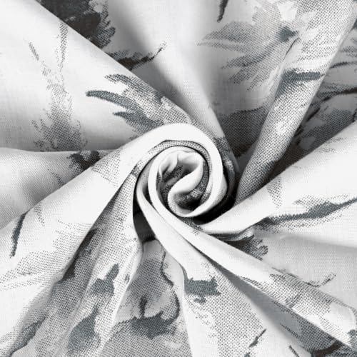 Image of Divine Casa Cotton King Size Bedsheet 275 x 275 cm | 210 TC Soft Breathable Pigment Twill Satin Bed Sheet with 2 Pillow Covers | Floral Printed Luxury Bedding Set | White & Grey