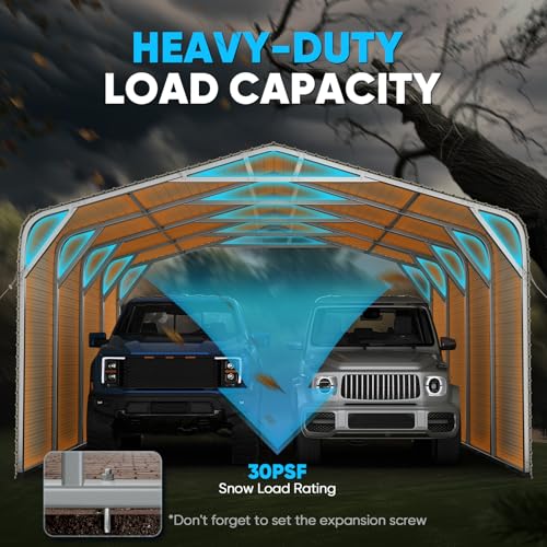 Image of ADVANCE OUTDOOR 2 Car Metal Carport, Heavy Duty 20x20 ft Garage Shelter with Side Panels & Pre-Drilled Holes for Cars, Boats, Equipment