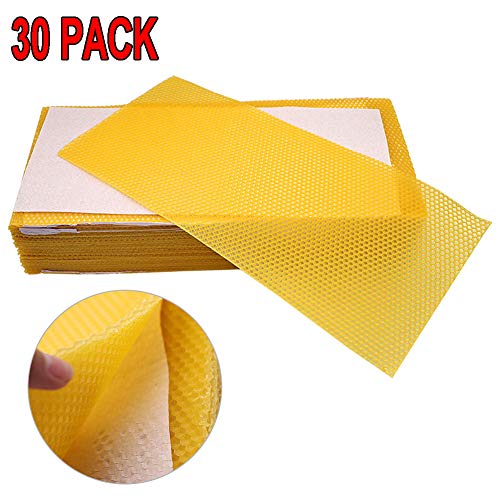 gtianmaoy 30pcs Deep Brood Wax Wired Sheets Foundation Wax Foundation Sheets for Beehive Beekeeper
