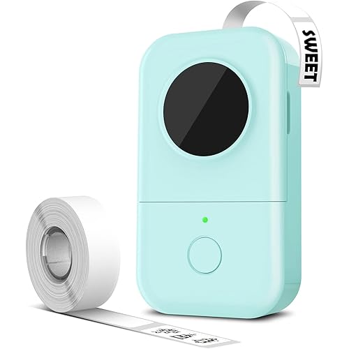 Phomemo D30 Label Maker Machine with Tape, Bluetooth Thermal Mini Label Printer for Storage, Barcode, Mailing, Office Supplies, Home, Organizing Storage,Small Portable Sticker Maker, Green