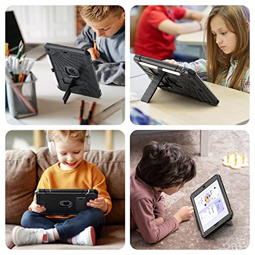 SIBEITU iPad 9.7 Case with Pencil Holder 2018/2017 | iPad 6th Generation Cases with Stand | iPad 5th Generation Case for Kids | Slim Shockproof Protective Case for iPad 9.7 inch 5th/6th Gen Black