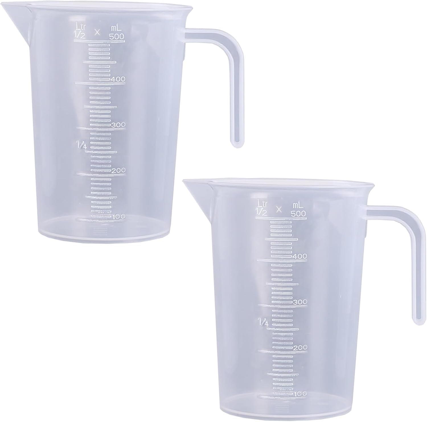 JOZMMZEOOA 2pcs 500ml Plastic Measuring Jug, Large Graduated Measuring Jugs with Easy Pour for Baking, Mixing & Kitchen