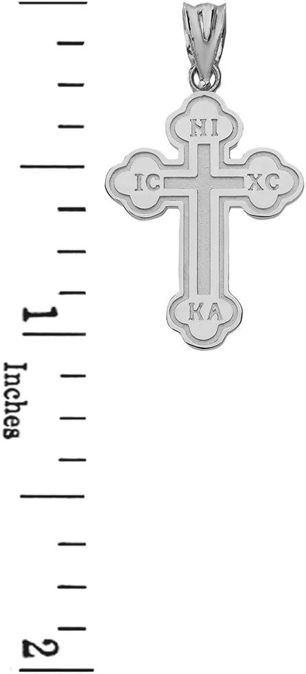 Claddagh Gold Religious Jewelry 925 Sterling Silver Eastern Orthodox IC XC NIKA Cross Outline Pendant (Small) - Image 2