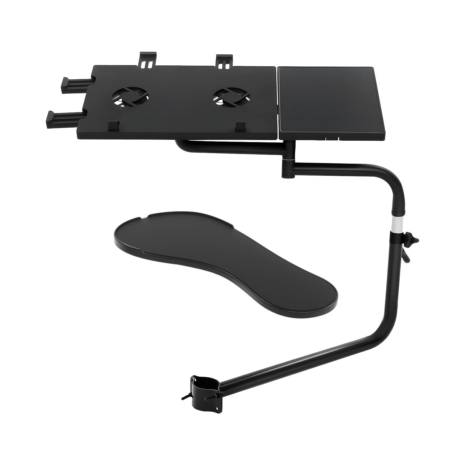 Madelynn Podstawka pod klawiaturę laptopa ABS 41 x 27,5 cm regulowany stojak na krzesło na klawiaturę z wentylatorem 5 W 2000 obr./min 42-60 cm regulowana konstrukcja uchwyt na laptopa średnica rury