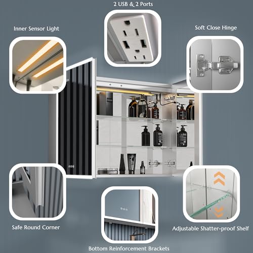 Ligmirr 942 Medicine Cabinet With Lights, 36×30 Inch Lighted Medicine Cabinet thumb #6