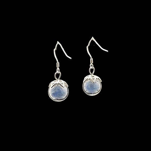 Miniatura 6 de Blue Glowing Sand Glow in the Dark Luminous Glass Ball 925 Sterling Silver Drop Dangle Earrings for Women Handmade